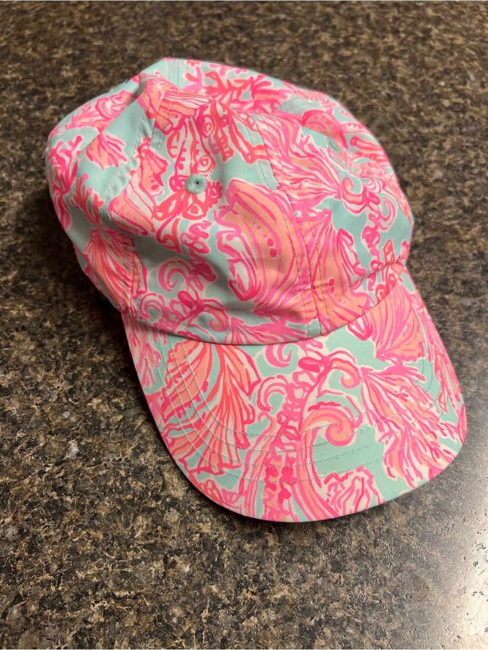Lilly Pulitzer Womens Adjustable Pink Blue Seahorse Hat